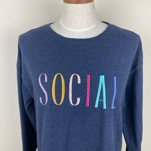 Wildfox ‘Social’ Statement Crewneck Sweatshirt - Navy - Picture 4 of 7
